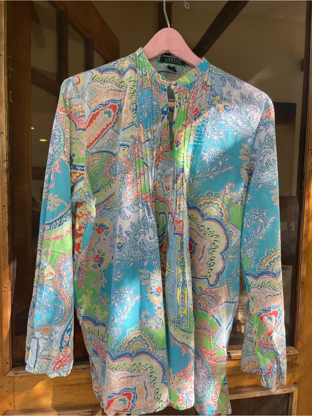 Ralph Lauren Turquoise Paisley Long-Sleeve Shirt